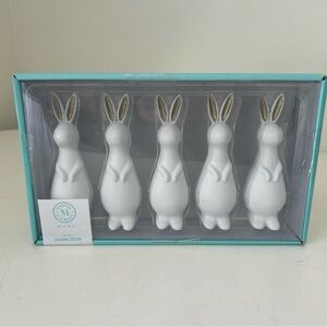 Martha Stewart White and Gold Bunny Figurines Set NIB